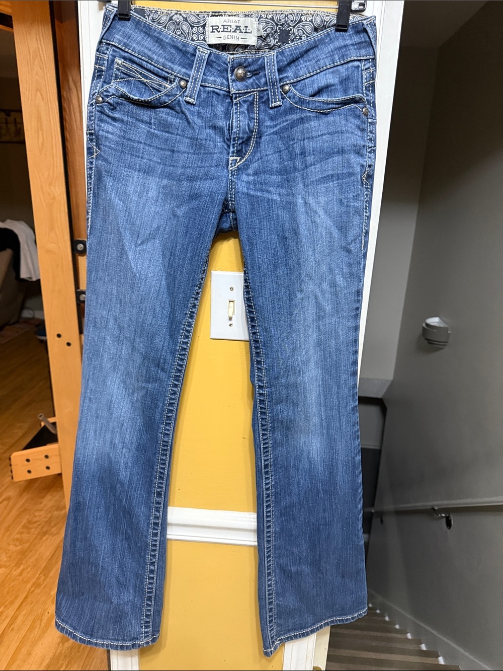 Ariat Medium Blue bootcut riding Jeans with Light Whiskering